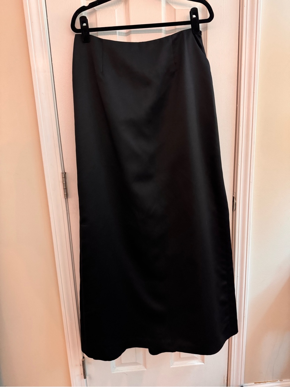 NICOLE MILLER Vintage 90s Black Satin Formal Maxi Skirt Size 14